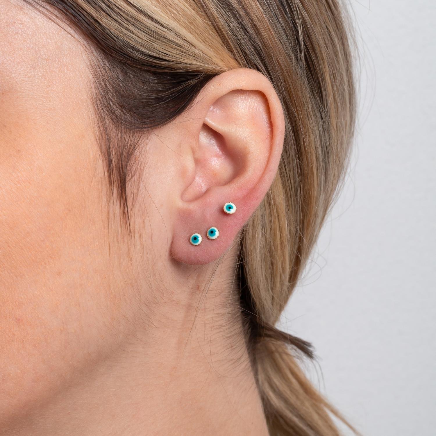 Trio-1110-Do Trio De Brincos De Olho Grego Azul Claro.