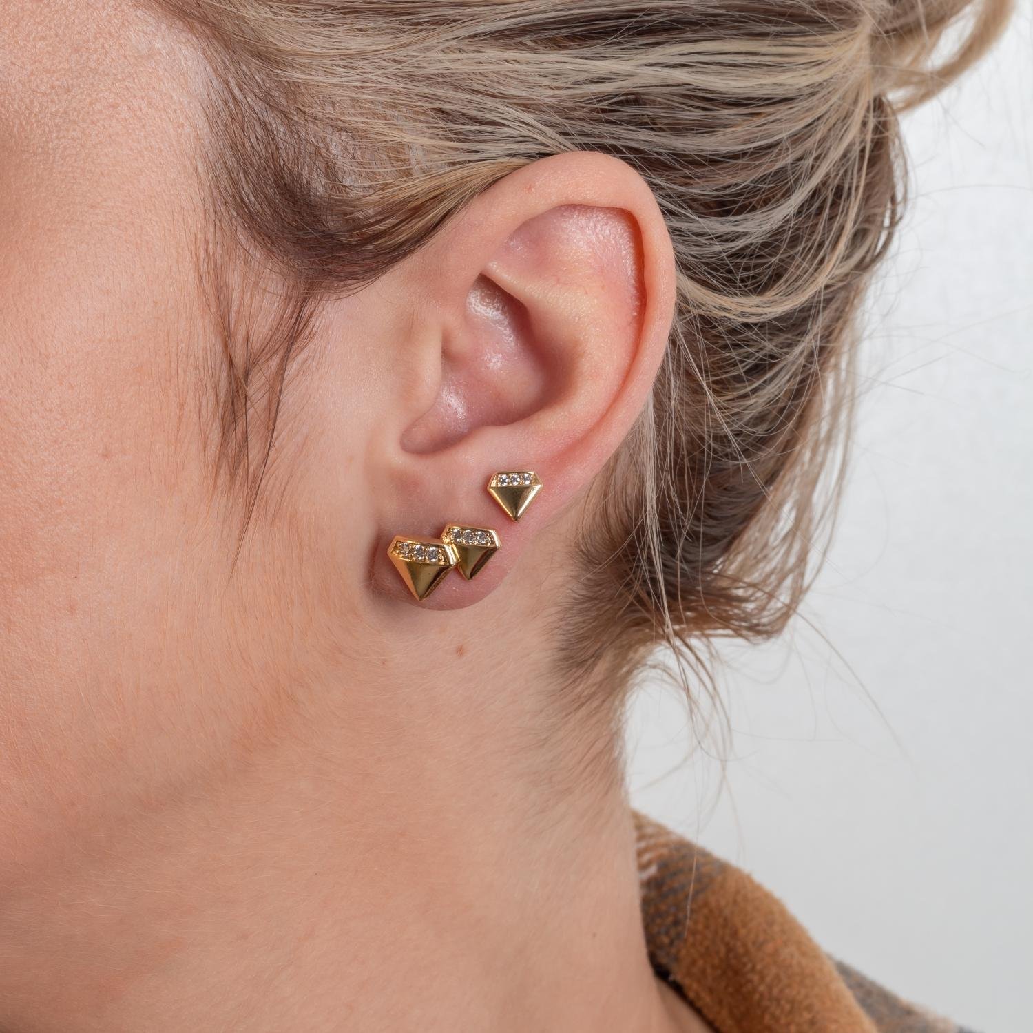 Trio-1125-Do Trio De Brincos De Diamantes Com Zircônias Cristais.