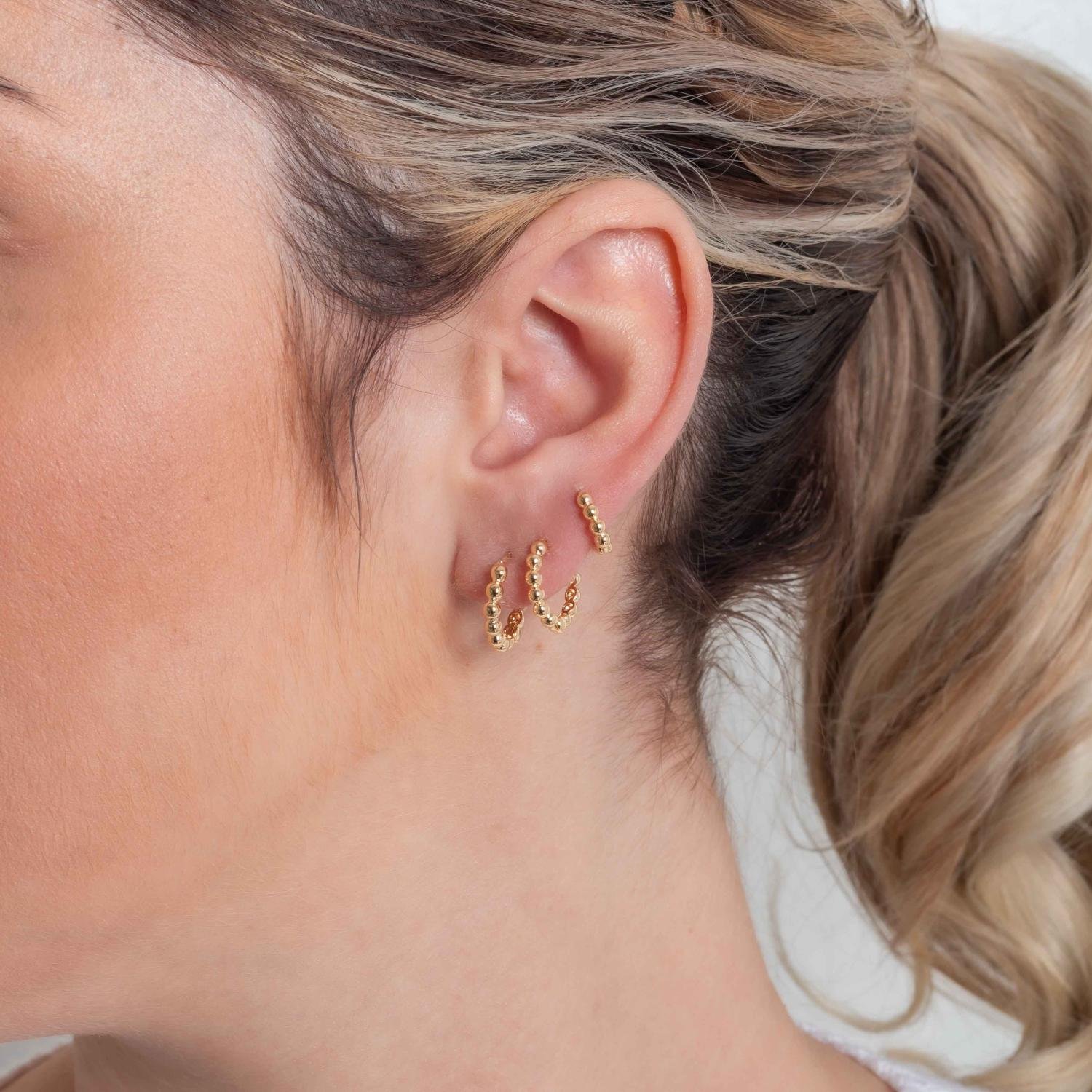 Trio-1143-Do Trio De Brincos De Argolas Articuladas De Bolinhas (9mm/13mm/15mm).