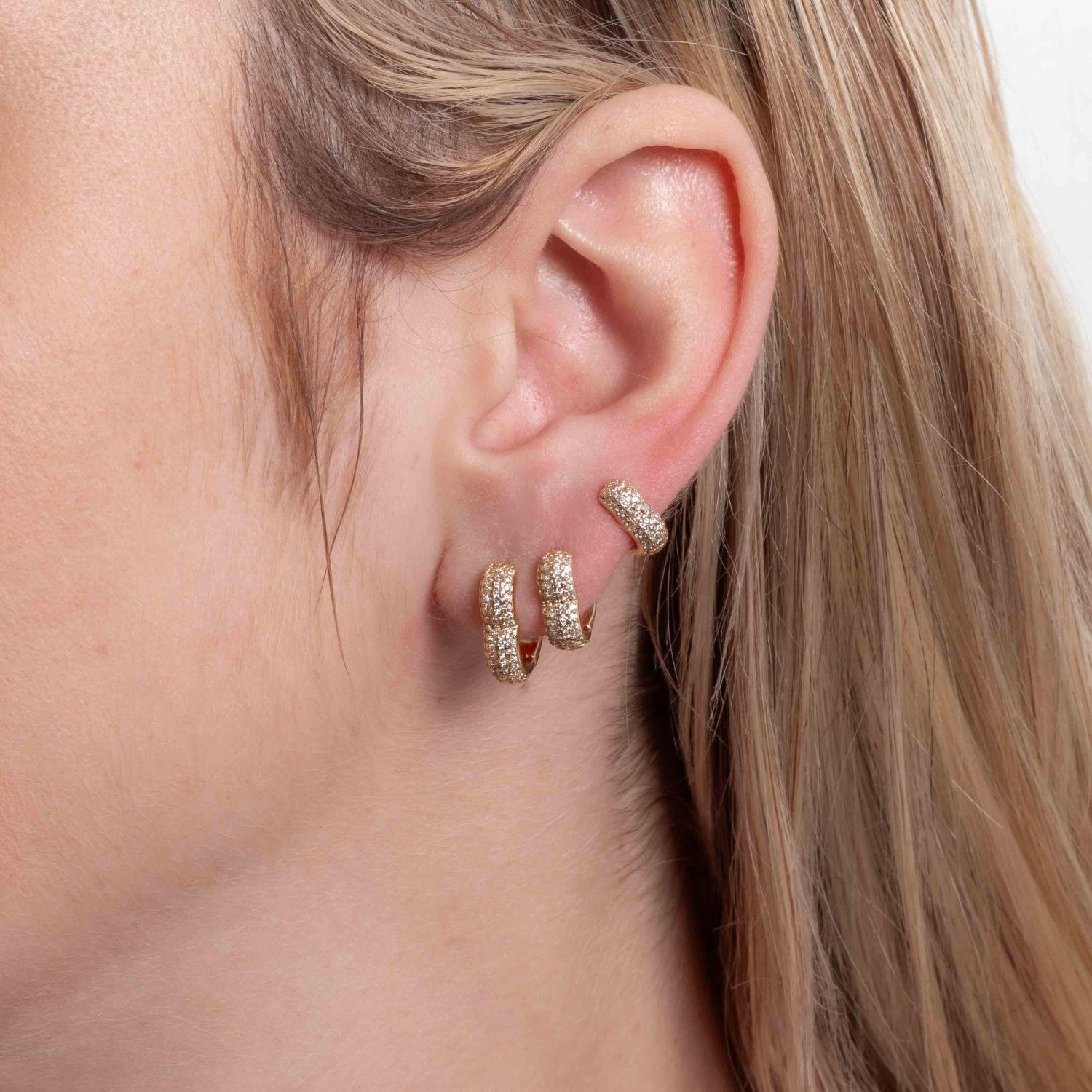 Trio-1158-Do Trio De Brincos De Argolas Articuladas De Corações Cristais (10mm/12mm/14mm).