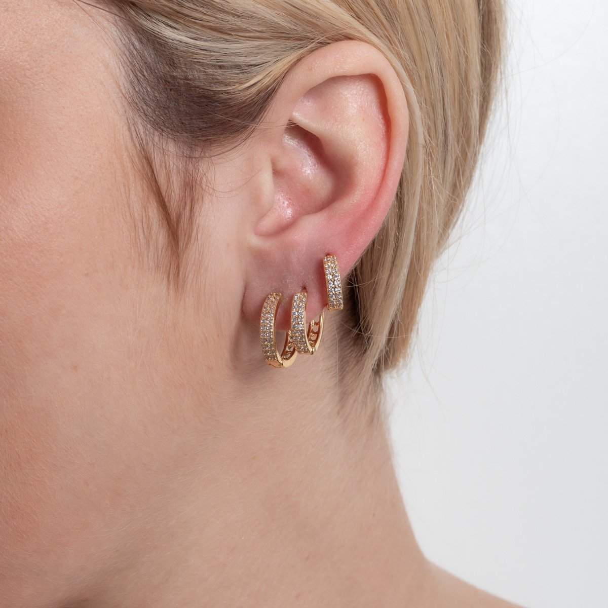 Trio-1166-Do Trio De Brinco De Argolas Articulas Articuladas Cravejado Cristal (13mm/15mm/17mm).