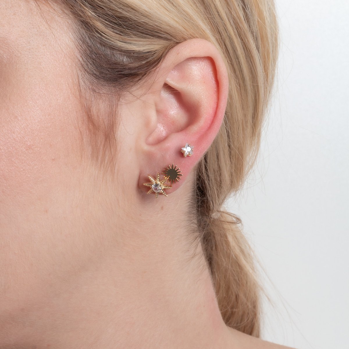 Trio-1183-Do Trio De Brincos De Estrelas Cristal.