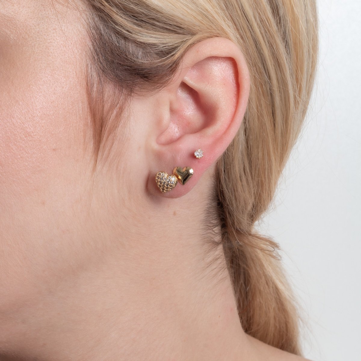 Trio-1184-Do Trio De Brincos De Corações Cristal.