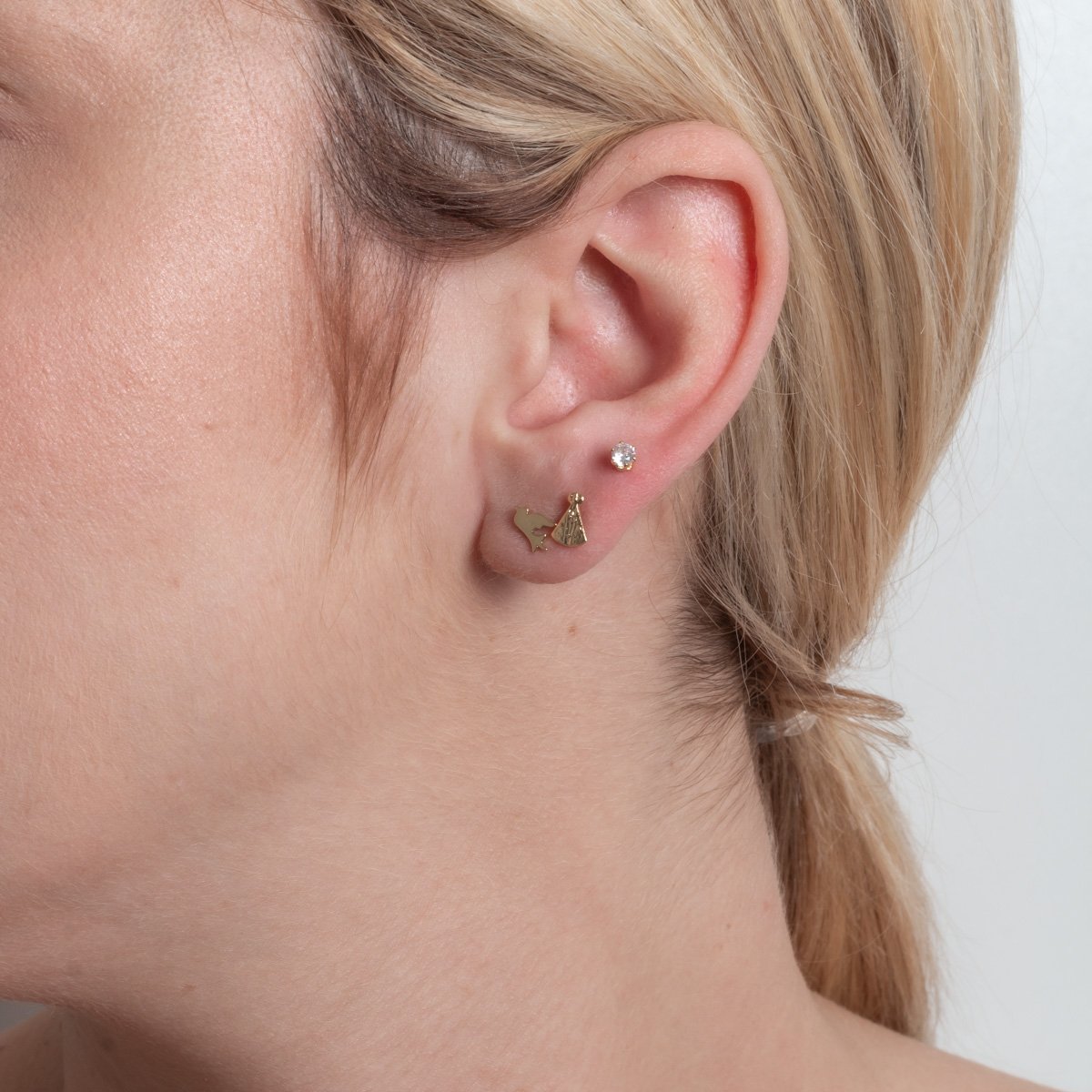 Trio-1191-Do Trio De Brincos De Zircônia Cristal, Espírito Santo E Nossa Senhora.