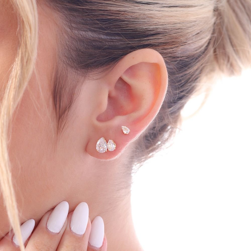 Trio-136-Do Trio De Brincos Gota Ponto De Luz.