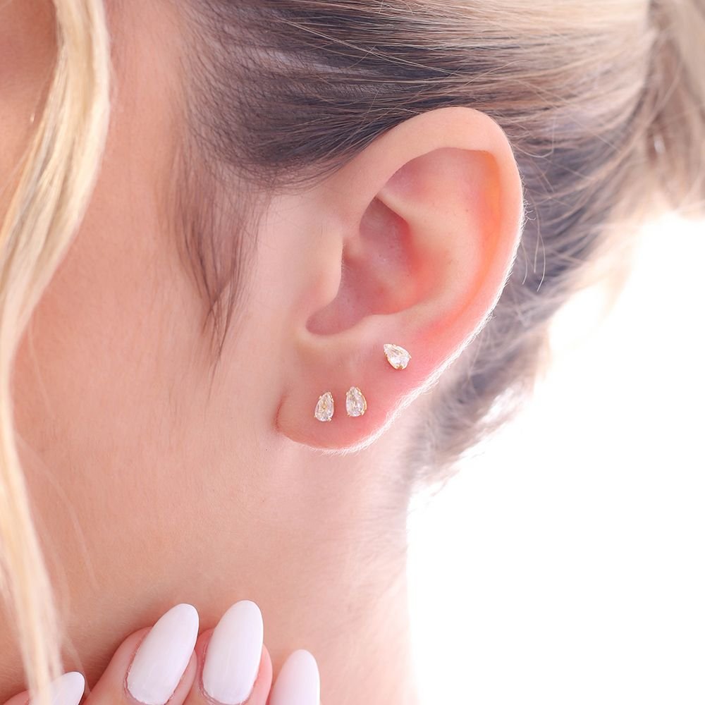 Trio-137-Do - Brinco Trio Ponto De Luz Gota