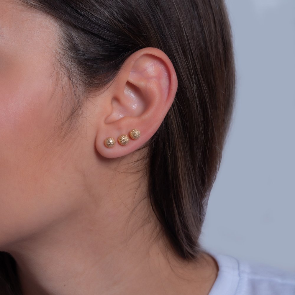 Trio De Brincos De Bolinhas (6mm).