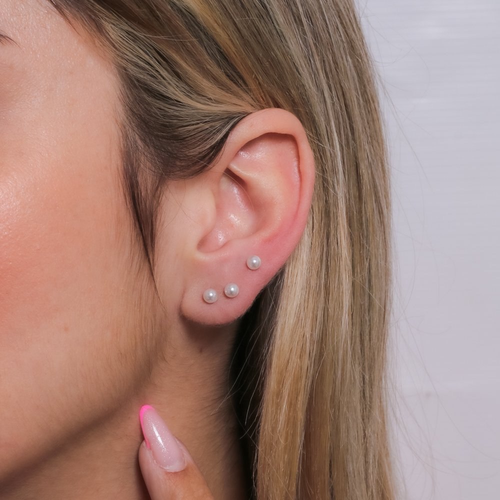 Trio-282-Do Trio De Brincos De Pérola (4mm)