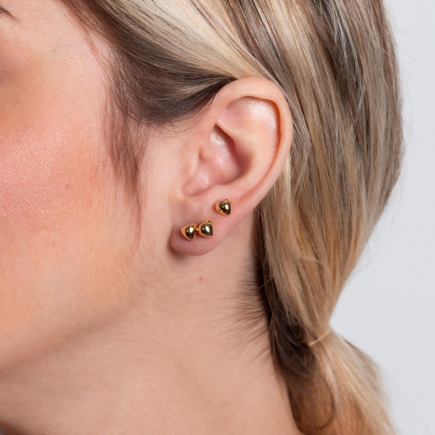 Trio-287-Do - Brinco Trio Coração Liso (6mm)