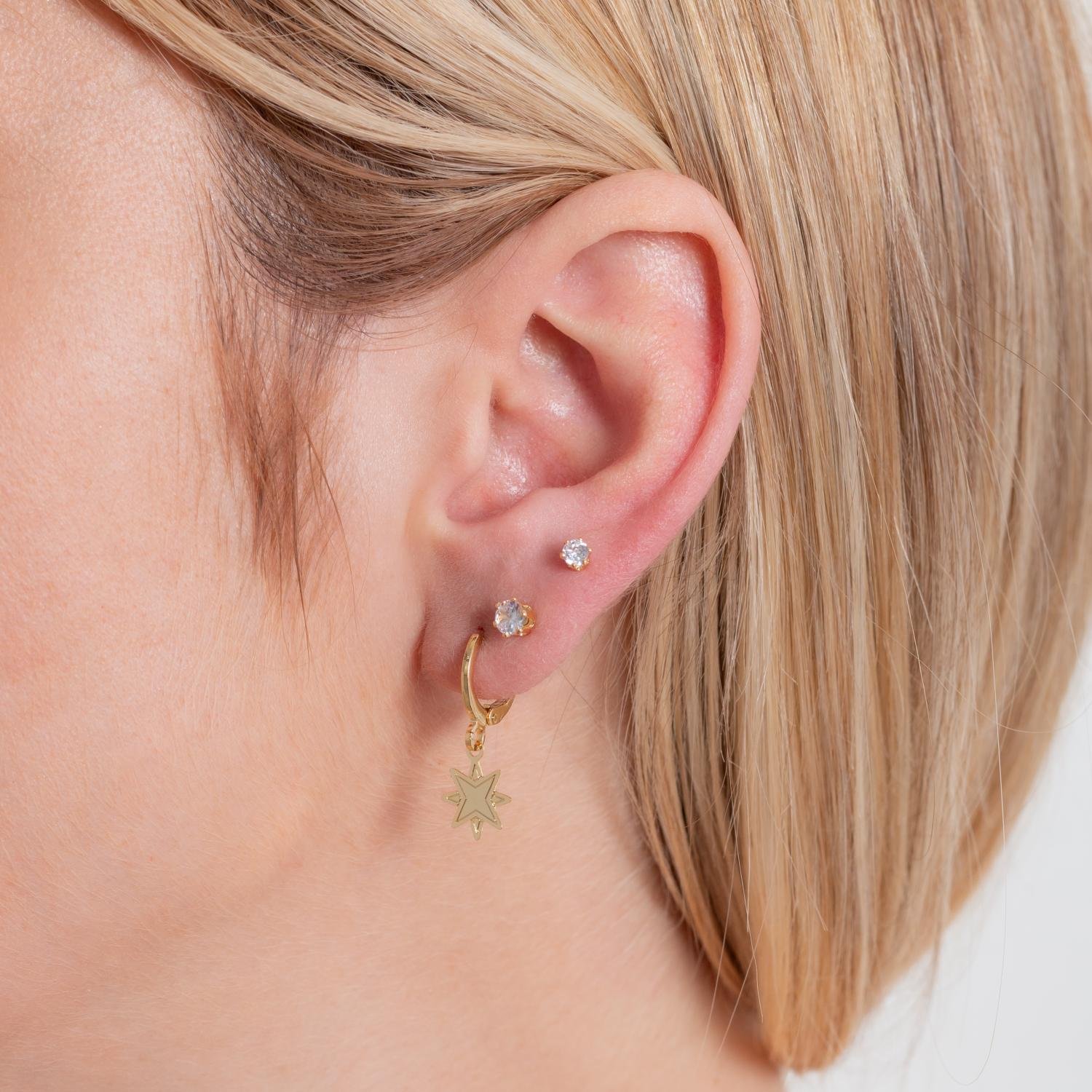 Trio-450-Do Trio De Brincos Estrela E Pontos De Luz