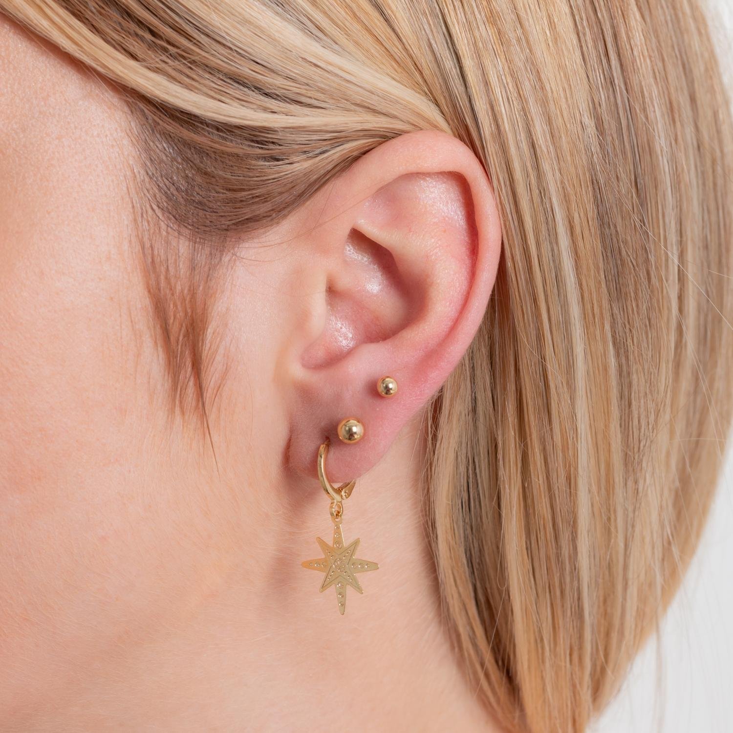 Trio-451-Do Trio De Brincos De Bolinhas E Argolinha Estrela