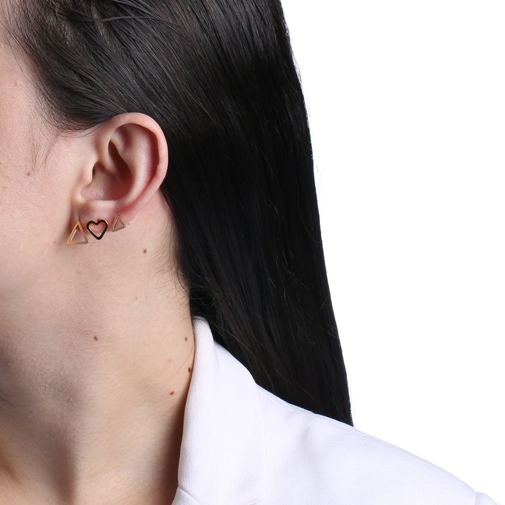 Trio-489-Do Trio Brincos De Triângulo E Coração 