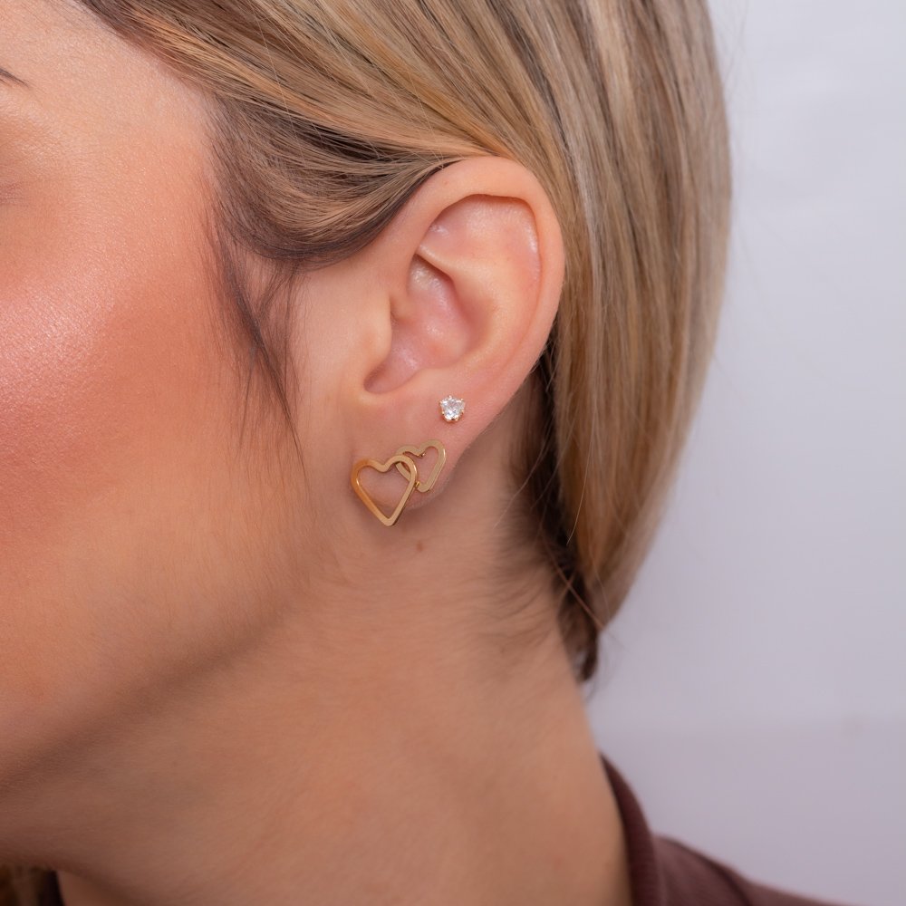 Trio-645-Do Trio Brincos De Corações E Ponto De Luz