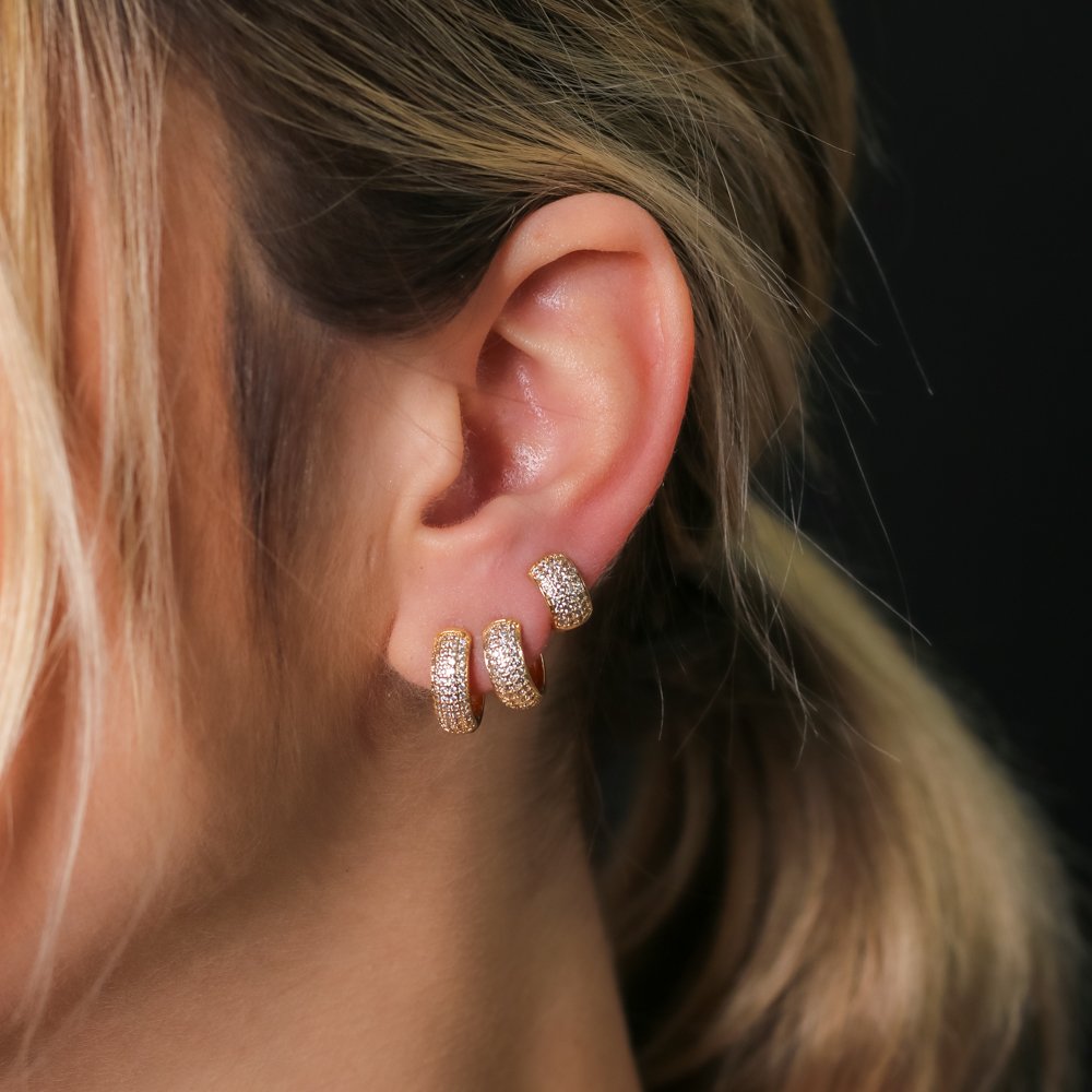 Trio-699-Do Trio De Brincos De Argolinhas Articuladas Cravejadas