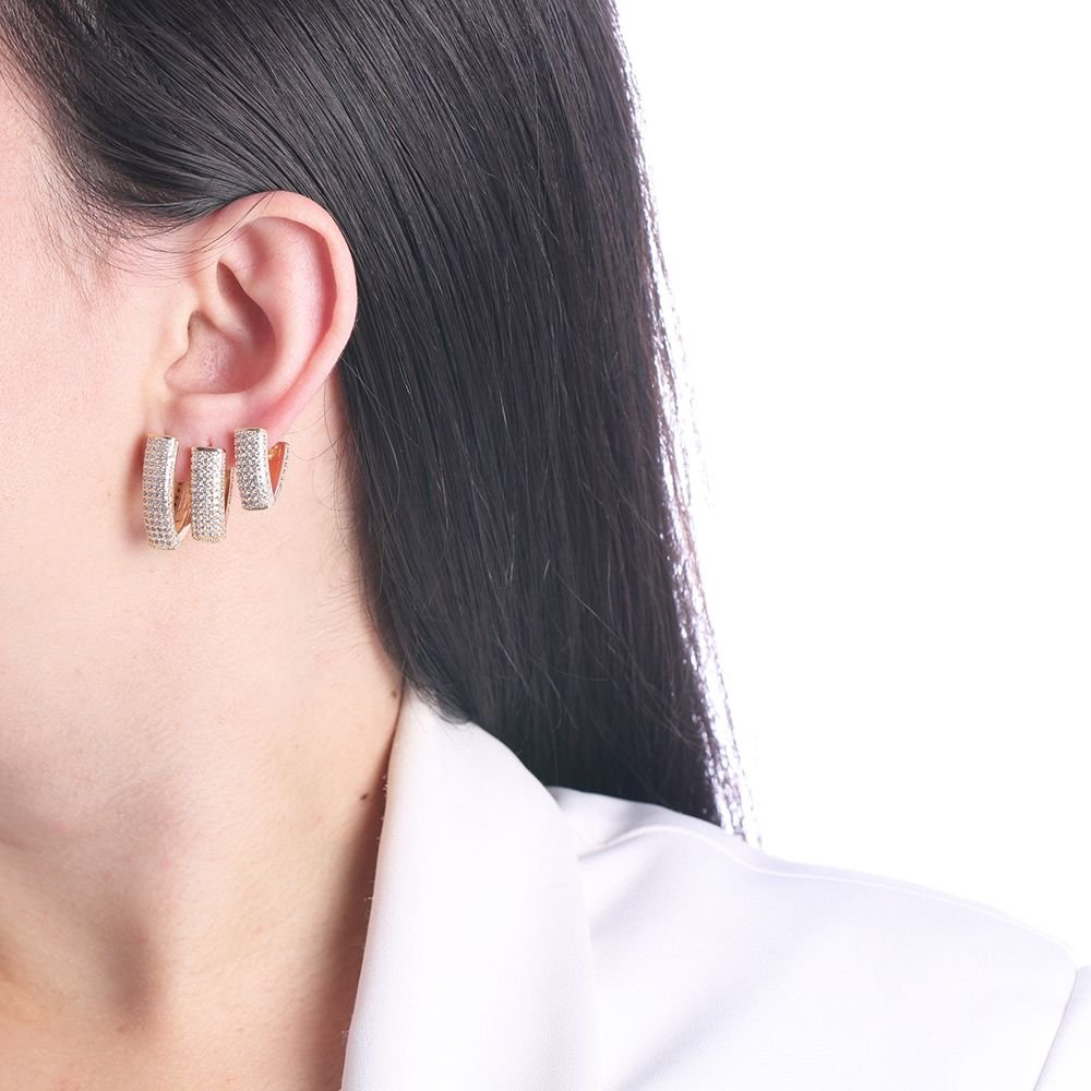 Trio-702-Do Trio De Brincos De Argolinhas Cravejadas