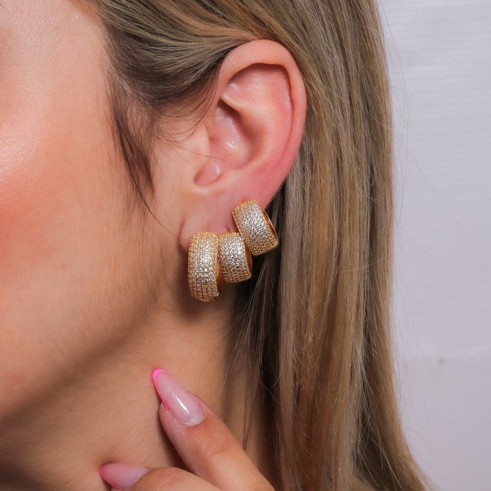 Trio-704-Do Trio De Brincos De Argolinhas Cravejadas