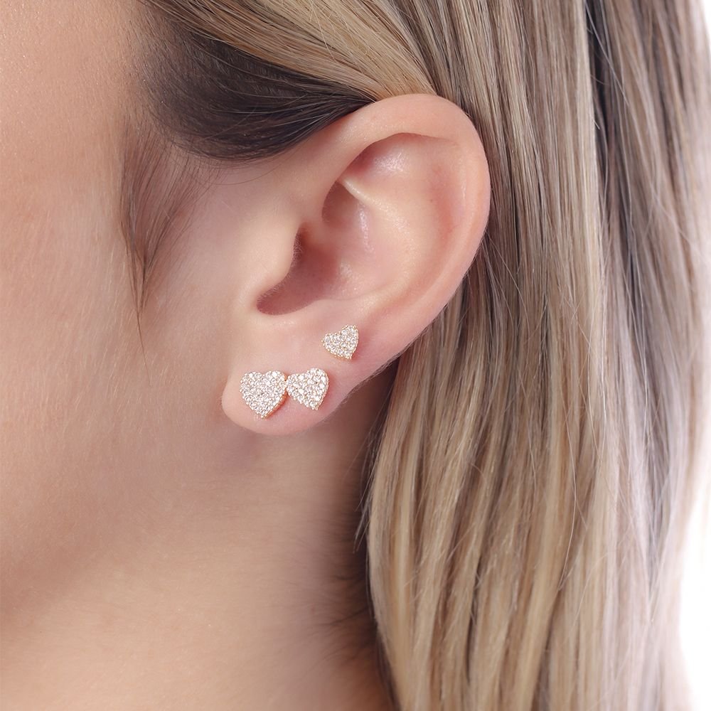 Trio-795-Do Trio De Brincos De Coração Cravejado De Zircônia